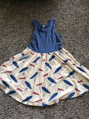 Tea Collection Blue Tank Dress with Cream Pelican Skirt